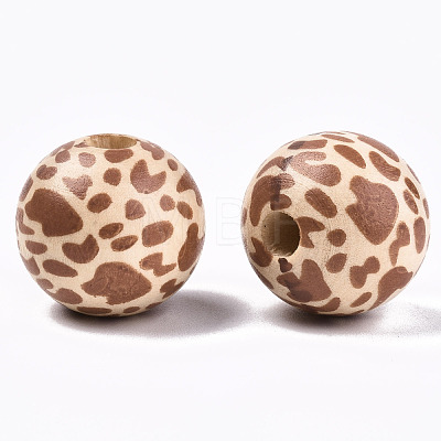 Printed Natural Wooden Beads X-WOOD-R270-06-1