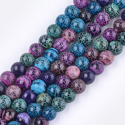 Natural Fire Crackle Agate Beads Strands G-T125-22F-1
