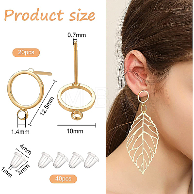 20Pcs Brass Stud Earring Findings KK-BC0001-91-1