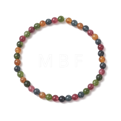 Natural Green Jade Imitation Tourmaline Beaded Stretch Bracelets for Women Men BJEW-JB13468-1
