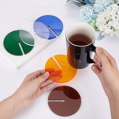 BENECREAT 5pcs 5 Colors Acrylic Cup Mats AJEW-BC0003-27-1