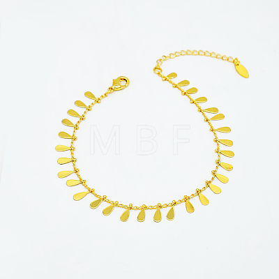 Adjustable Brass Teardrop Tassel Pendant Anklets for Beach MT3277-1