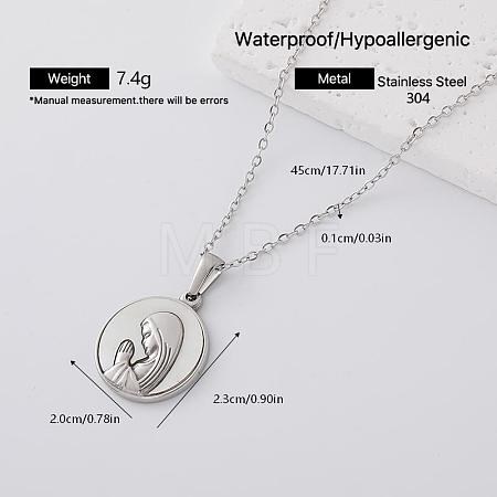 304 Stainless Crystal Rhinestone Religion Virgin Pendant Necklaces for Women AP2752-2-1