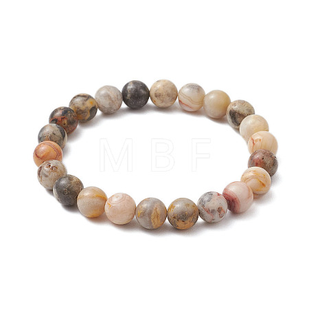 Round Natural Crazy Agate Beaded Stretch Bracelets for Women BJEW-JB11045-01-1