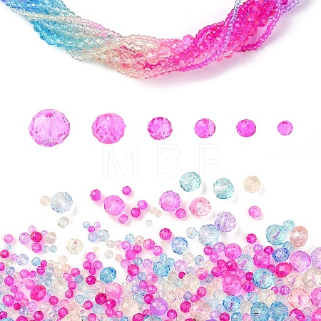 6 Styles Gradient Color Transparent Painted Glass Beads Strands DGLA-YW0001-28N-1