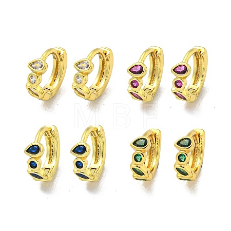 Brass Micro Pave Cubic Zirconia Hoop Earring EJEW-C088-31G-1