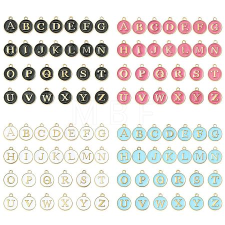 104Pcs 4 Colors Initial Letter A~Z Alphabet Enamel Charms ENAM-FS0003-90-1