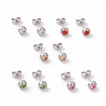Rhinestone Column Stud Earrings EJEW-H357-04P-A-1