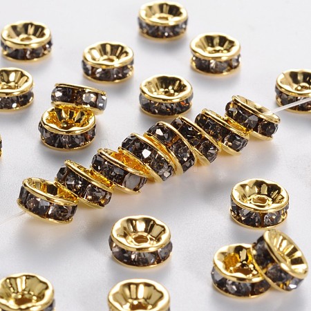 Brass Grade A Rhinestone Spacer Beads RSB035NF-03G-1