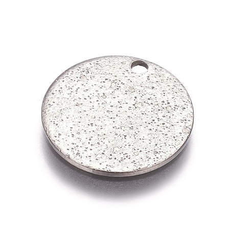 Non-Tarnish 304 Stainless Steel Textured Pendants X-STAS-I098-01-15mm-P-1