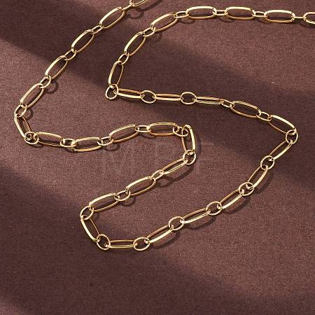 304 Stainless Steel Oval Link Chain Necklaces X-NJEW-Q013-09G-1