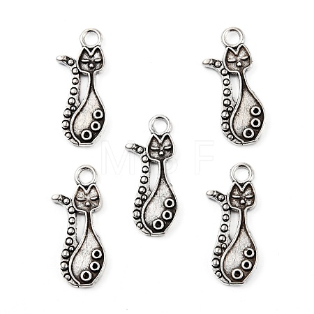 Tibetan Style Alloy Kitten Pendant Settings for Enamel PALLOY-A15359-AS-NF-1