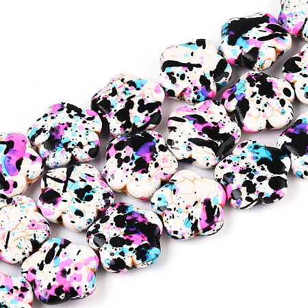 Spray Painted Synthetic Turquoise Beads Strands G-N352-27A-01-1