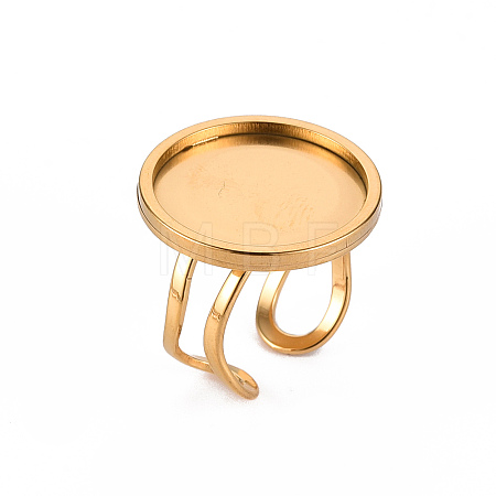201 Stainless Steel Cuff Ring Findings STAS-S080-040F-G-1
