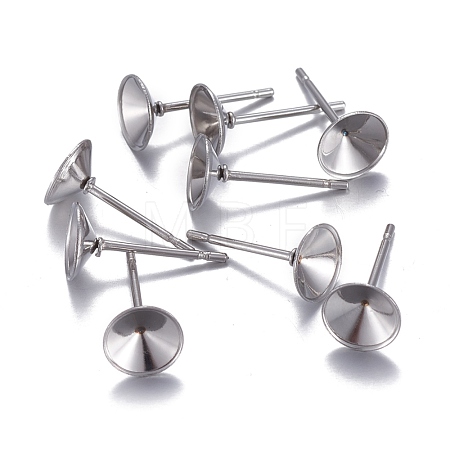 Non-Tarnish 304 Stainless Steel Post Stud Earring Settings X-STAS-L238-082E-P-1