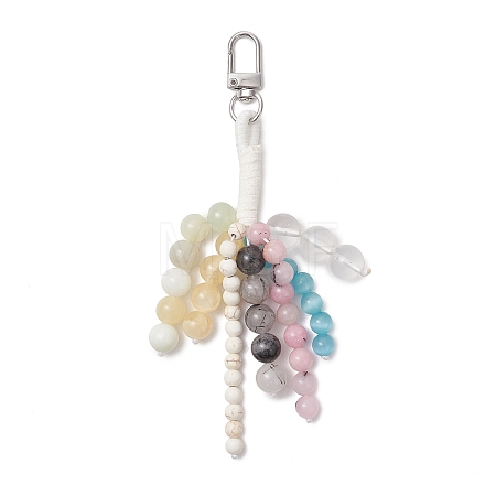 Round Natural & Synthetic Gemstone & Cat Eye Beads Pendant Decorations HJEW-TA00469-1