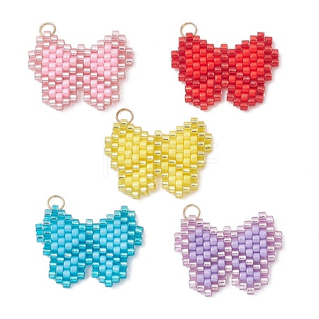 Glass Seed Beaded Pendants PALLOY-MZ01296-1
