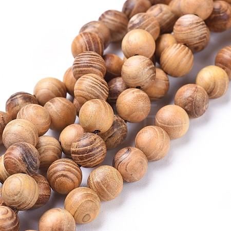 Natural Wood Beads Strands X-WOOD-F008-05-B-1