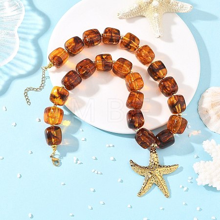 Ocean 304 Stainless Steel Starfish Pendant Necklaces NJEW-JN06478-1