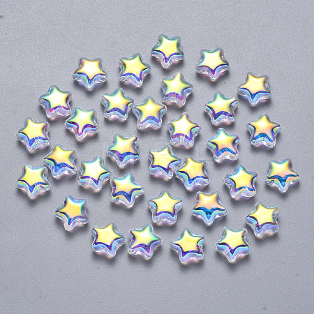 Transparent Spray Painted Glass Beads X-GLAA-R211-04-G05-1