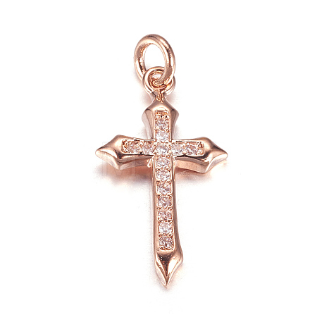Brass Micro Pave Cubic Zirconia Pendants X-ZIRC-P060-21RG-1
