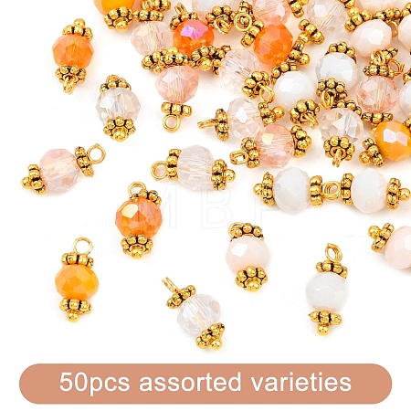 50Pcs Alloy & Glass Pendants PALLOY-YW00191-02-1