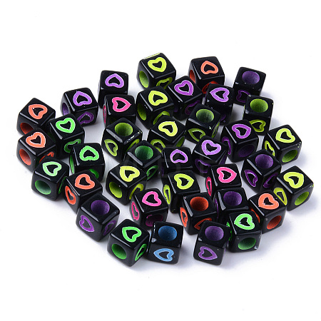 Opaque Black Acrylic European Beads MACR-SZ0001-09A-1
