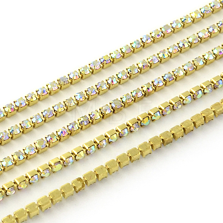 Nickel Free Raw(Unplated) Brass Rhinestone Strass Chains CHC-R119-S6-16C-1-1