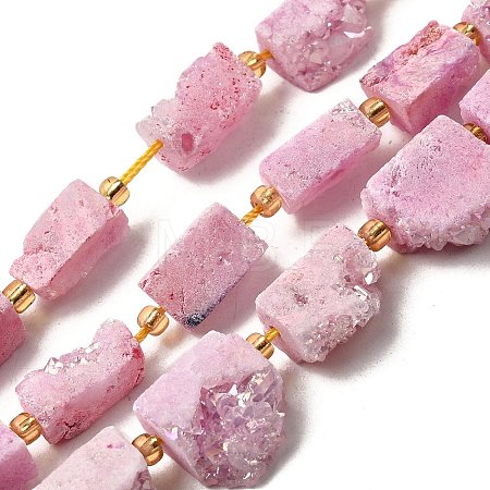 Electroplated Natural Druzy Agate Beads Strands G-R012-A02-05-1