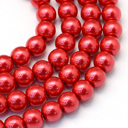 Baking Paint Pearlized Glass Pearl Round Bead Strands HY-Q003-6mm-74-1