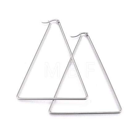 Tarnish Resistant 201 Stainless Steel Angular Hoop Earrings EJEW-A052-26B-1