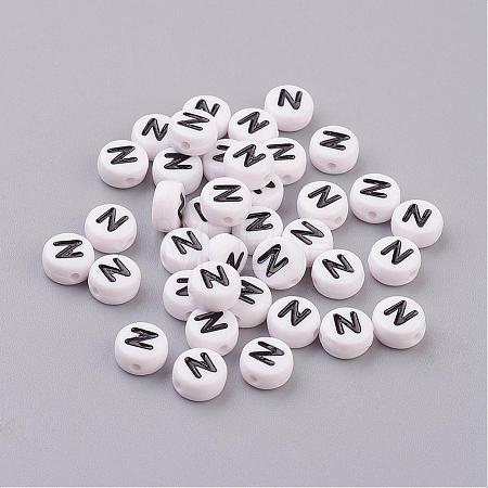 Acrylic Horizontal Hole Letter Beads X-PL37C9070-N-1