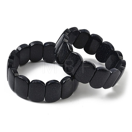 Synthetic Blue Goldstone Beads Stretch Bracelets for Women Men BJEW-I323-02R-1