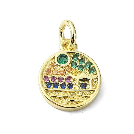 Brass Micro Pave Colorful Cubic Zirconia Pendants KK-H475-18G-04-1