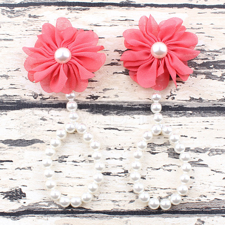 Cloth 3D Flower Plastic Imitation Pearl Beaded Barefoot Infnat Toe Anklets FS-WG366B4-07-1