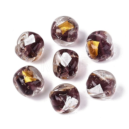 Handmade Gold & Silver Foil Glass Beads FOIL-Q003-01H-1
