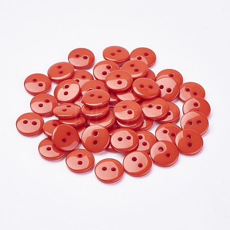 2-Hole Flat Round Resin Sewing Buttons for Costume Design BUTT-E119-24L-08-1