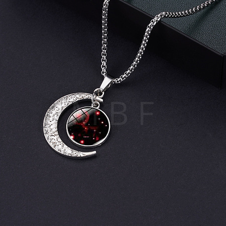 Alloy & Glass Luminous Moon Constellation Pendant Necklaces WG12A0F-06-1