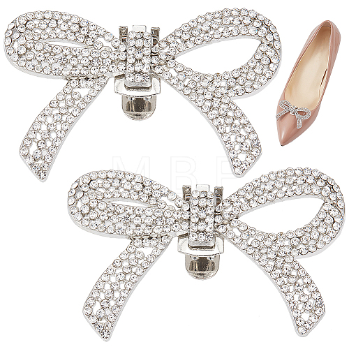 CRASPIRE 2Pcs Alloy Crystal Rhinestone Wedding Shoe Decorations FIND-CP0002-06P-1