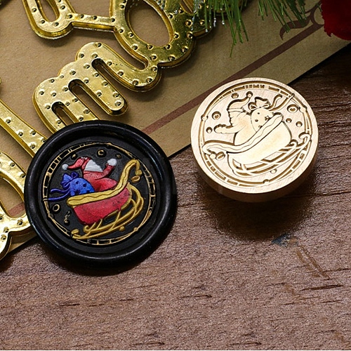 Christmas Series Wax Seal Brass Stamp Head AJEW-M037-01G-10-1