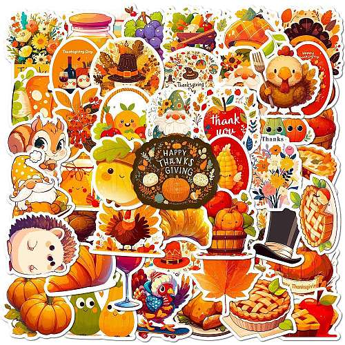 50Pcs Thanksgiving Day Cartoon Paper Self-Adhesive Picture Stickers STIC-C010-02-1