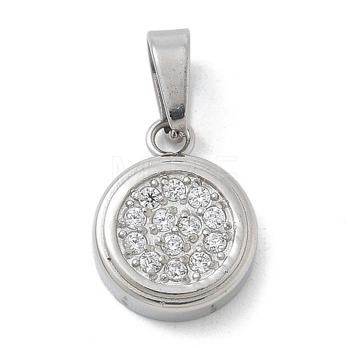 Ion Plating(IP) 304 Stainless Steel Micro Pave Cubic Zirconia Pendants STAS-Z107-02P-01-1