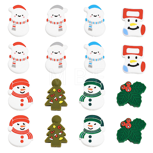 8Pcs 8 Style Christmas Theme Food Grade Eco-Friendly Silicone Beads SIL-CA0001-54-1