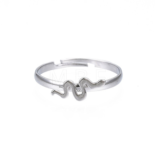 Snake Iron Open Cuff Ring for Women RJEW-T009-19P-1