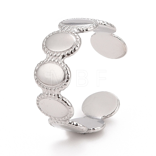 304 Stainless Steel Oval Wrap Open Cuff Ring for Women RJEW-C025-05P-1