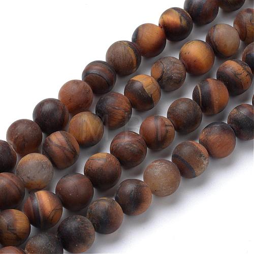 Natural Tiger Eye Round Bead Strands G-T055-4mm-04-1