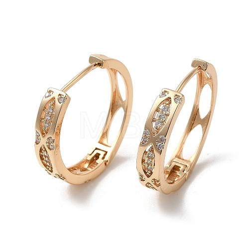 Brass Micro Pave Cubic Zirconia Hoop Earrings for Women EJEW-M238-16KCG-1