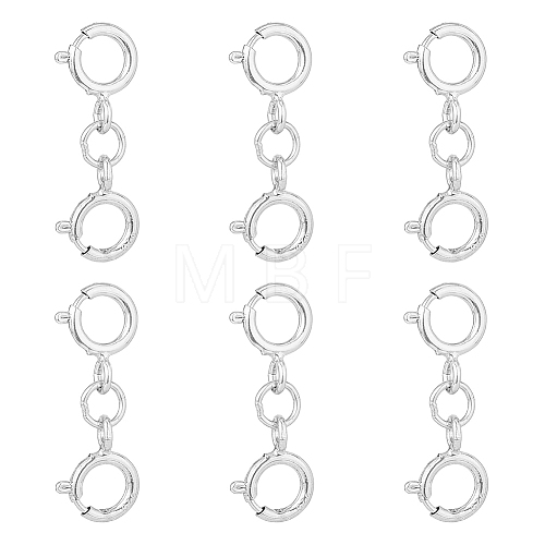 DICOSMETIC 6Pcs 925 Sterling Silver Double Spring Ring Clasps STER-DC0001-22-1