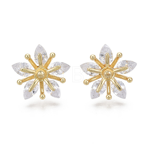 Brass Micro Pave Cubic Zirconia Stud Earring Findings KK-N233-009-NF-1