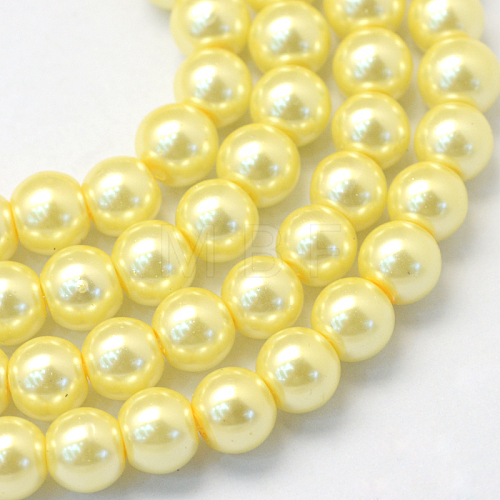 Baking Painted Pearlized Glass Pearl Round Bead Strands HY-Q003-6mm-22-1